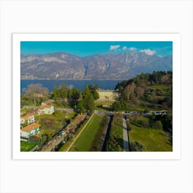 Villa on Lake Como. Aerial Photo Lago Di Como, Italy, Bellagio, Lombardy, Italy Wall Art. Art Print