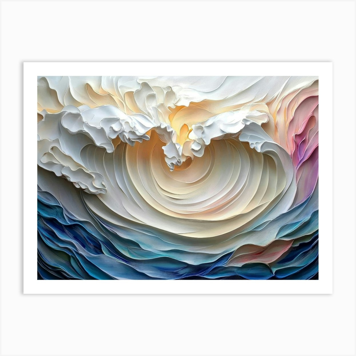 3d Painting Of A Colorful 3d Wave Oil Painting Art Print by Divine Studio