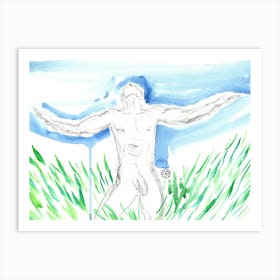 Poster Print Giclee Wall Art Adult Mature Explicit Homoerotic Erotic Man Male Nude Gay Art Drawing Artwork 007 Art Print