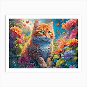 Cat In The Garden 1 Art Print