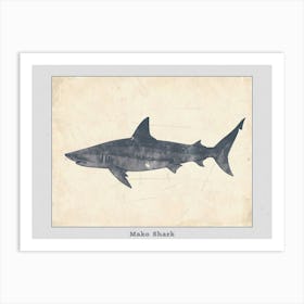 Mako Shark Grey Silhouette 1 Poster Art Print