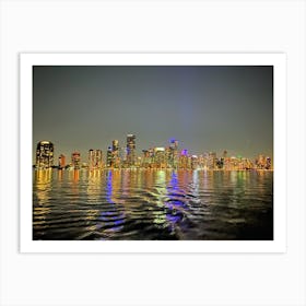 The Miami Skyline At Night (Miami at Night Series) Art Print