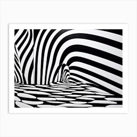 Zebra Swaying To The Rhythm Of A Mesmerizing Static Pattern Body Dipped In A Hypnotic Optical Illu Art Print