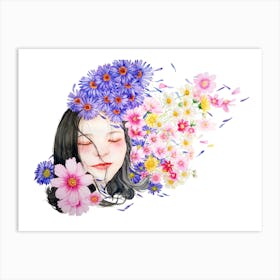 Asian Girl With Flowers 9 Art Print