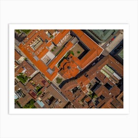 Aerial view of the historic center of Novara, Italy. Art Print