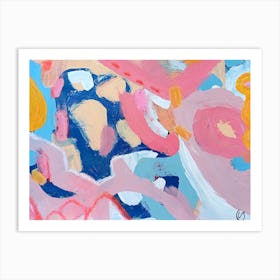 Bubblegum Pink Abstract Painting Art Print