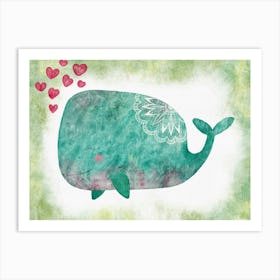 Whale With Hearts Art Print