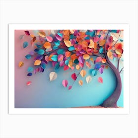 Tree With Leaves On Hanging Branches Illustration Art Print