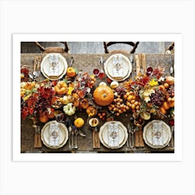 A Traditional Rustic Autumn Harvest Table Set For A Festive Gathering Sun Bleached Wooden Table Hig 2 2 Art Print