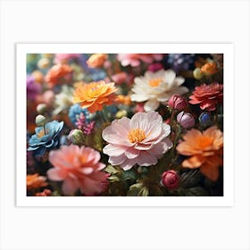 Dahlias Paintings Art Print Art Print