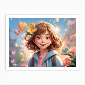 Girl With Balloons Art Print