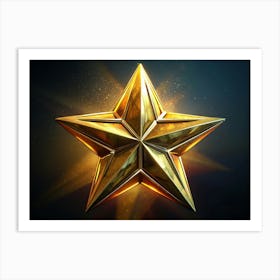 Golden Star With Sparkles Art Print