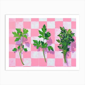 Loose Herbs Pink Checkerboard 2 Art Print