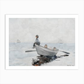 Children In A Boat Painting Art Print