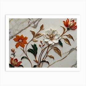 Marble Flower Wall Art Art Print