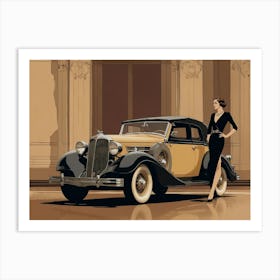 Lady And A Car Art Print