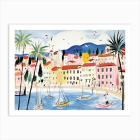 Trieste Italy Cute Watercolour Illustration 2 Art Print