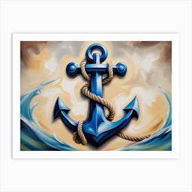 Ship anchor, Ropes, Oil painting 7 Art Print