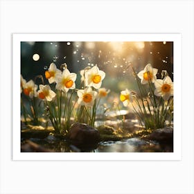 Daffodils In The Forest Art Print