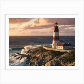 Lighthouse At Sunset 1 Art Print