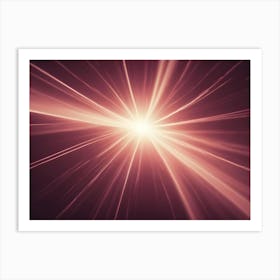 An Abstract Image Of A Bright White Light Radiating Outward With Streaks Of Light Against A Dark Red Background Art Print