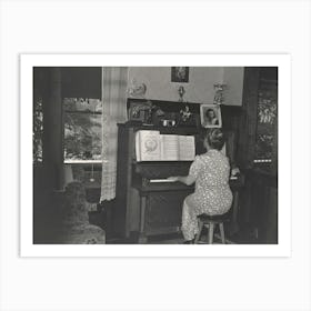 Fruit Farmer S Wife Playing Piano, Placer County, California By Russell Lee Art Print
