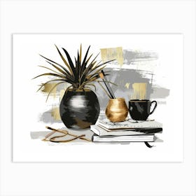 Gold And Black 99 Art Print