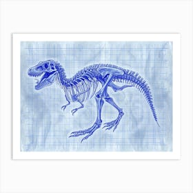 Velociraptor Skeleton Hand Drawn Blueprint 1 Art Print