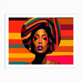 African Woman In Colorful Hat Art Print