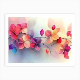 Colorful With Vibrant Flower Hanging Branches Illustration Background Art Print