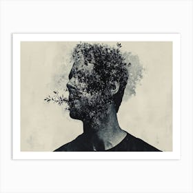 Man With Leaves On His Head Art Print