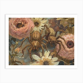 Floral Animal Illustration Spider 1 Art Print