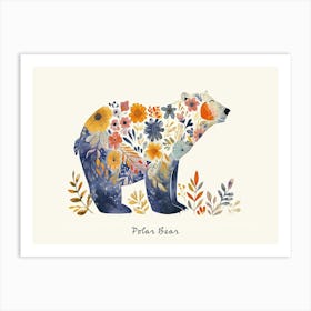 Little Floral Polar Bear 1 Poster Art Print
