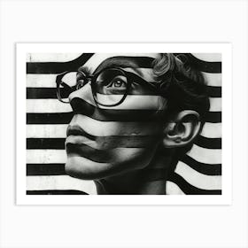 Typographic Illusions in Surreal Frames: 'Stripes' 1 Art Print