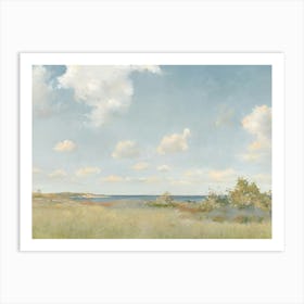 Vintage Painting Clouds And Grass Art Print