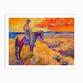 Cowboy Painting Great Plains 2 Art Print