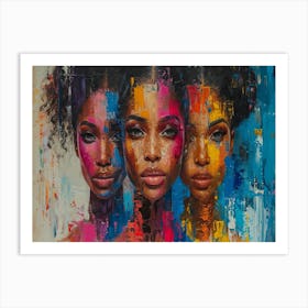 Colorful Chronicles: Abstract Narratives of History and Resilience. Three Women Art Print