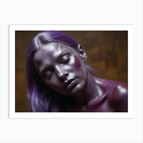 Woman Covered In Purple Paint Art Print