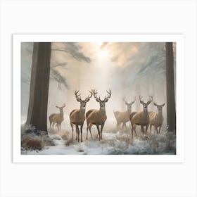 Deer In The Woods Paintings Art Print 3 Art Print