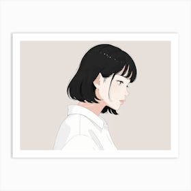 Anime Girl With Black Hair Art Print