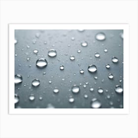 A Macro Photograph Of Water Droplets On A Gray Surface Art Print