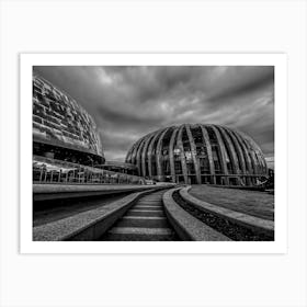 Black And White Photo Of A Building Art Print