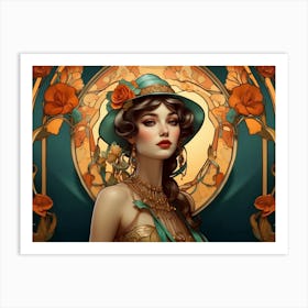 Vintage Art Nouveau Woman 2 Art Print