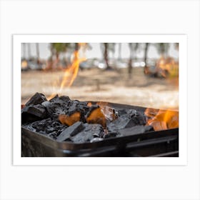 Coals Are Burned In A Bbq Grill Art Print