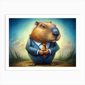 Capybara In A Suit Art Print