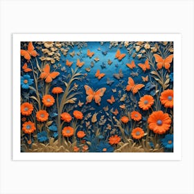 Flowers And Butterflies 2 Art Print