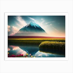 Mountain Reflected In Water Art Print