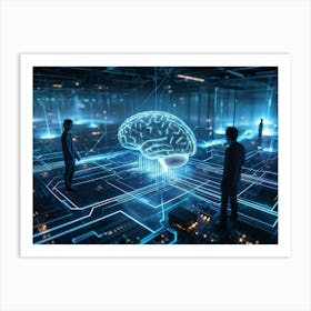 A Panoramic Illustration Of High Technology The Brain Represented As A Complex Server Emitting Stre (3) Art Print