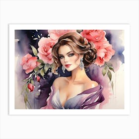 Woman With Roses 2 Art Print