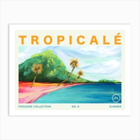 Hawaiian Palm Tree Beach Landscape Ii Typography Art Print